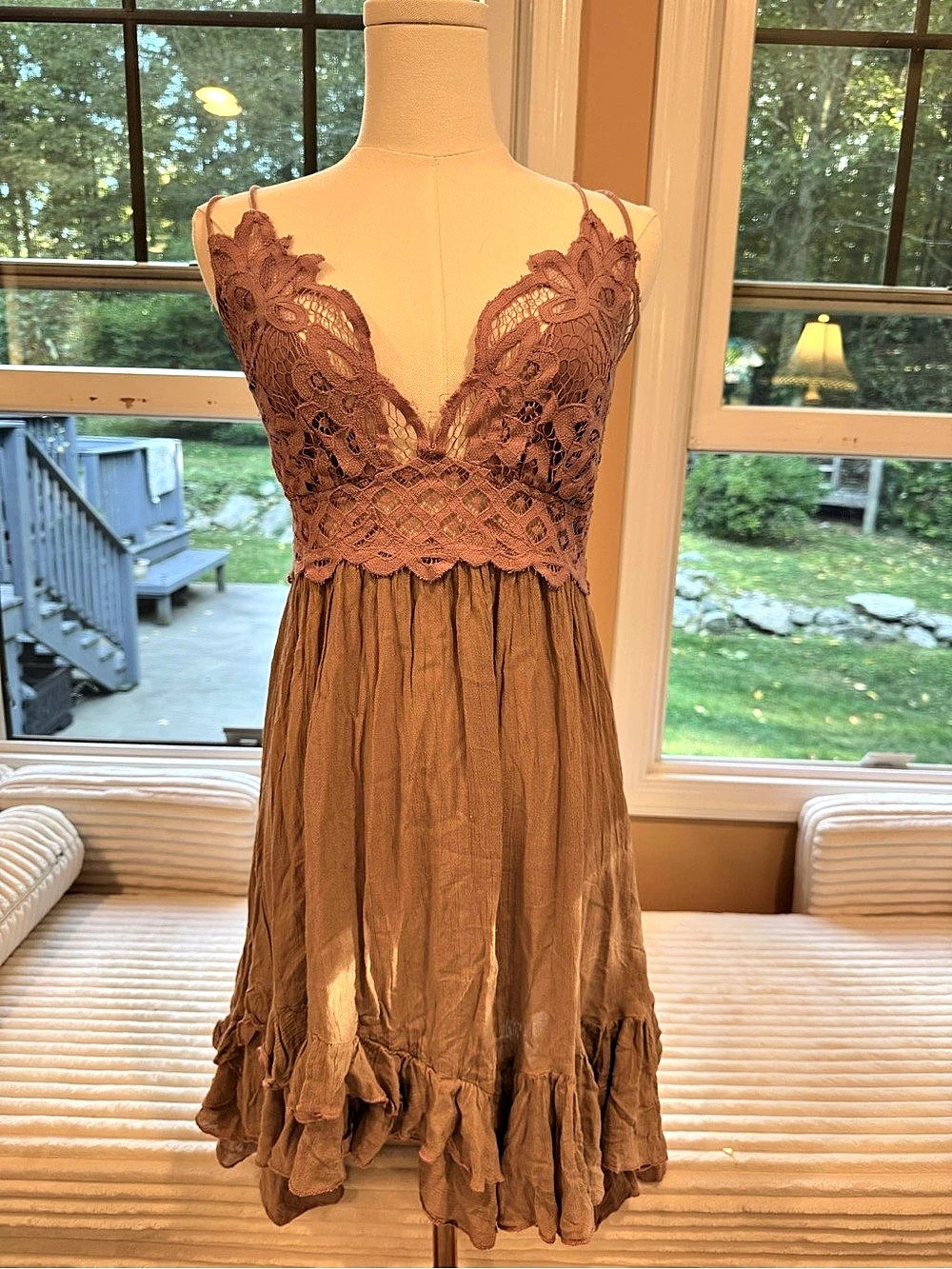 FP One by Free People Adella Slip Dress in Mauve Combo Size M